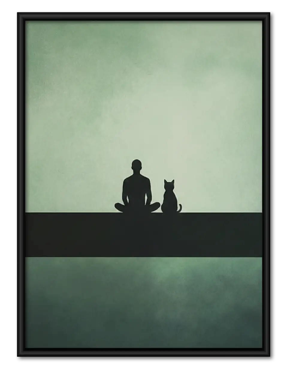 Person and Dog Sitting in Quiet Landscape Wall Art 1