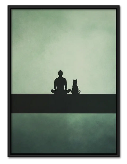 Person and Dog Sitting in Quiet Landscape Wall Art