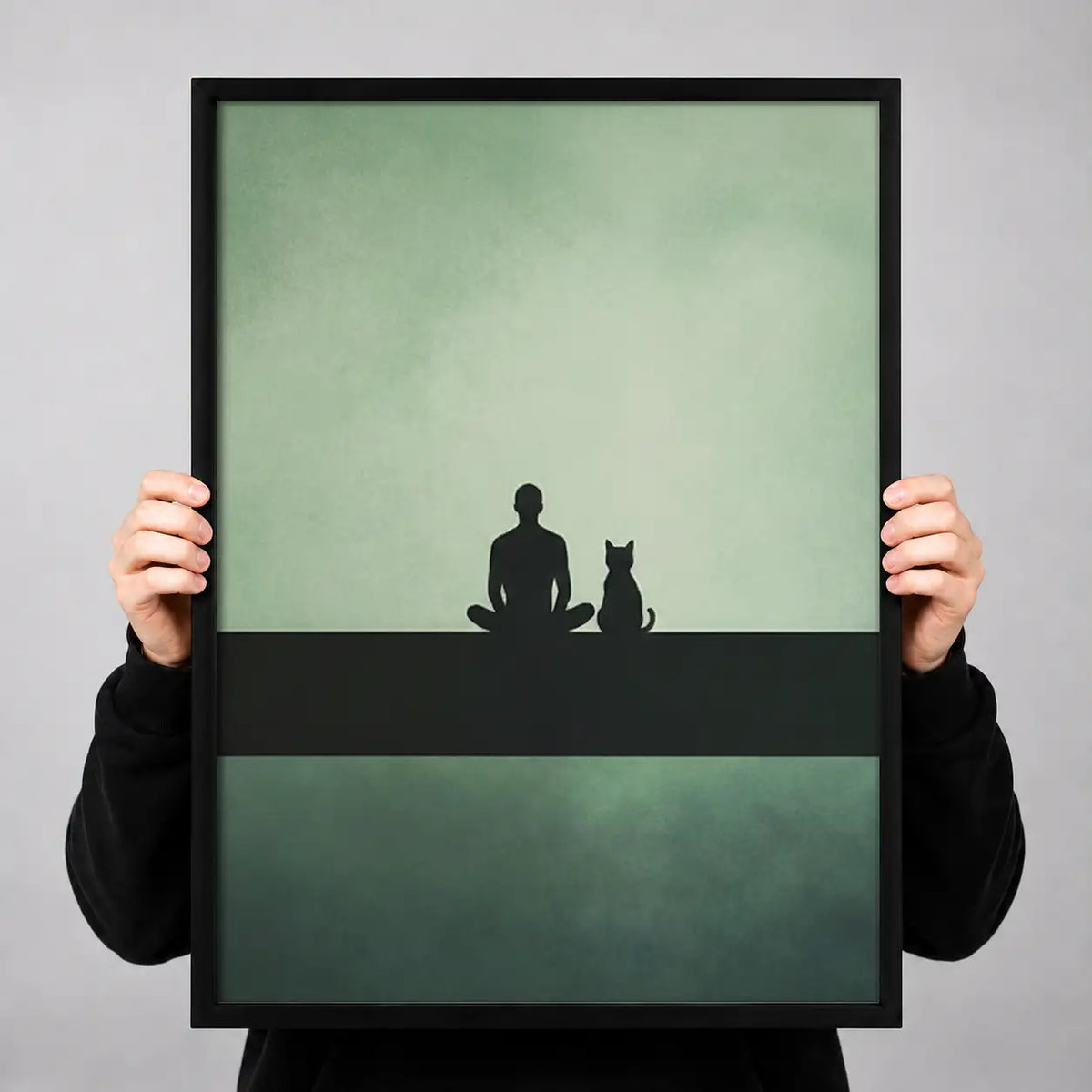 Person and Dog Sitting in Quiet Landscape Wall Art 3