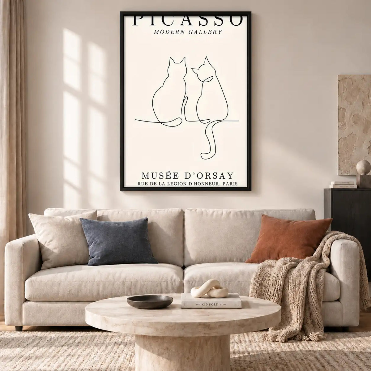 Picasso Style Minimal Two Cats Poster Wall Art 2