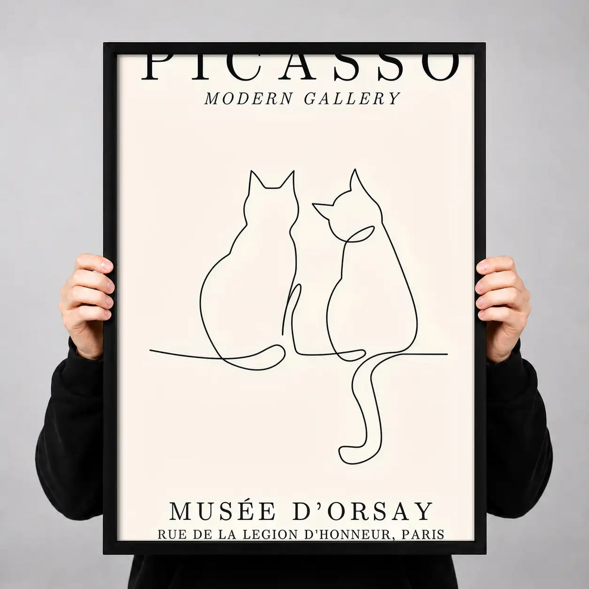 Picasso Style Minimal Two Cats Poster Wall Art 3