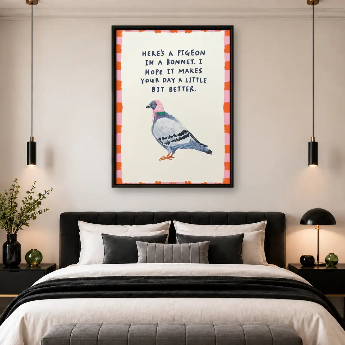 Pigeon in a Bonnet Funny Quote Wall Art 4