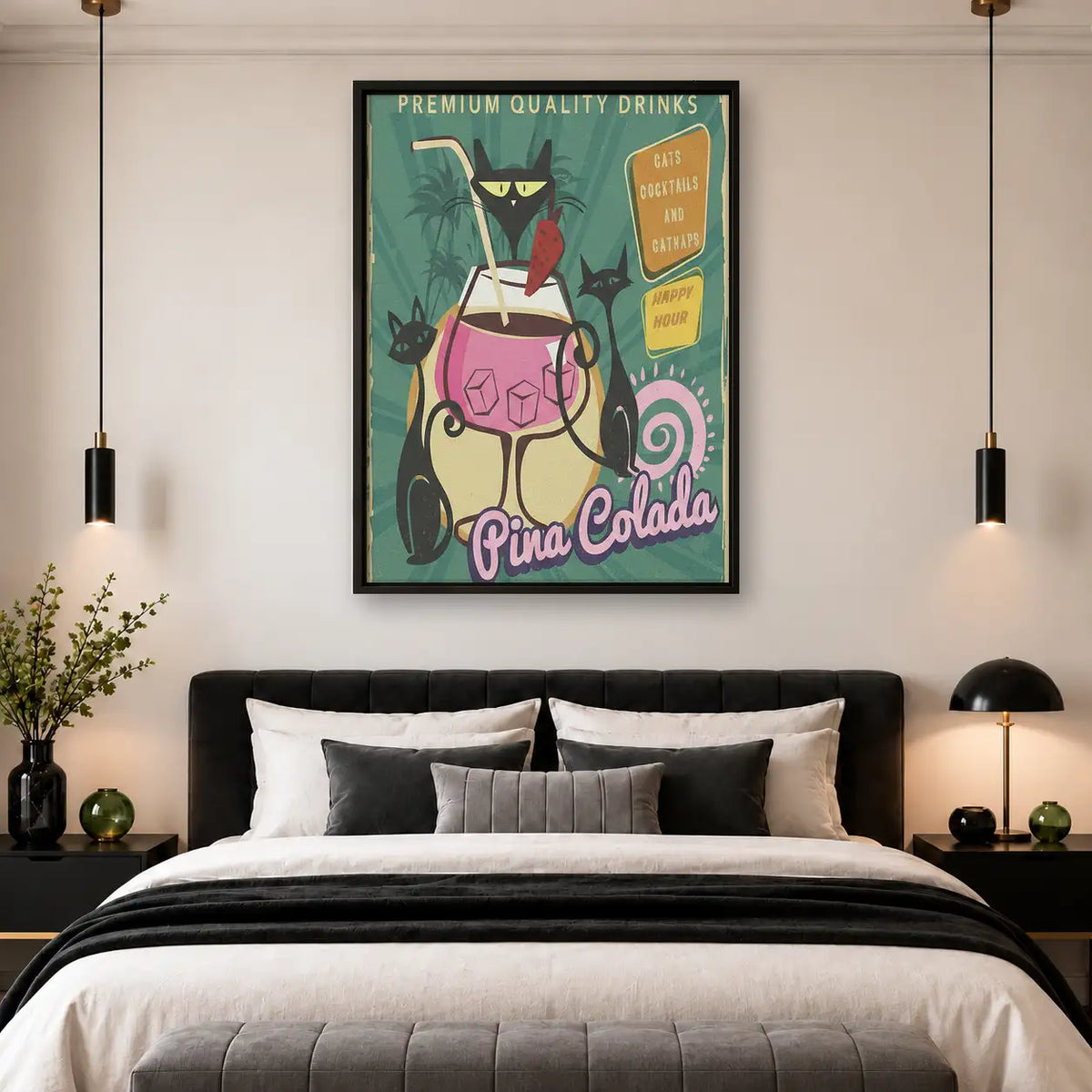 Pina Colada Black Cat Cocktail Poster Wall Art 4