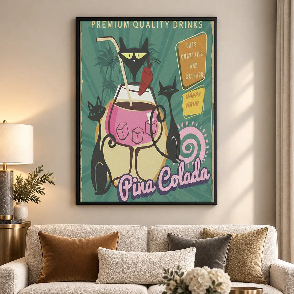 Pina Colada Black Cat Cocktail Poster Wall Art 5