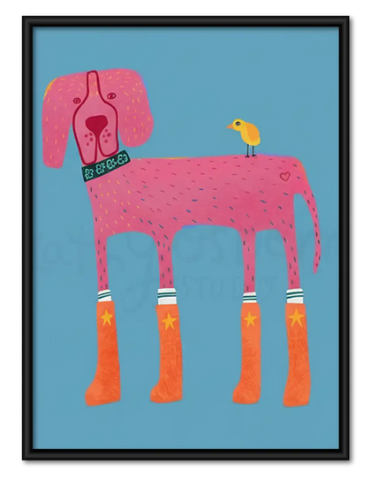Pink and Orange Geometric Horse Wall Art
