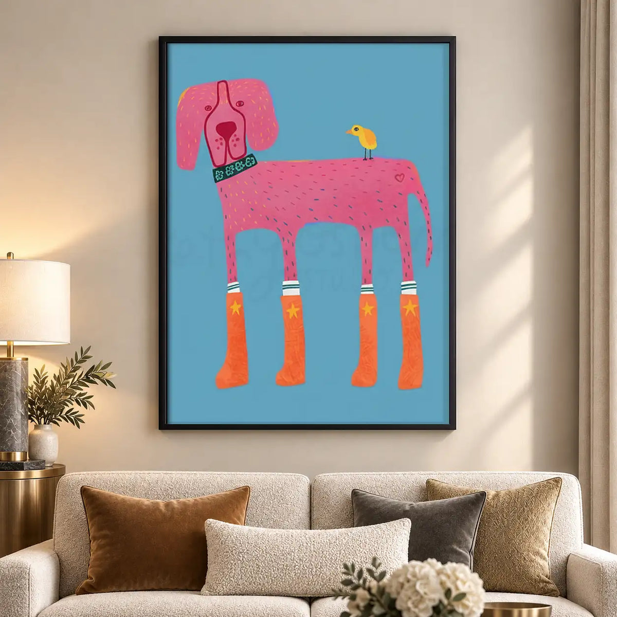 Pink and Orange Geometric Horse Wall Art 5