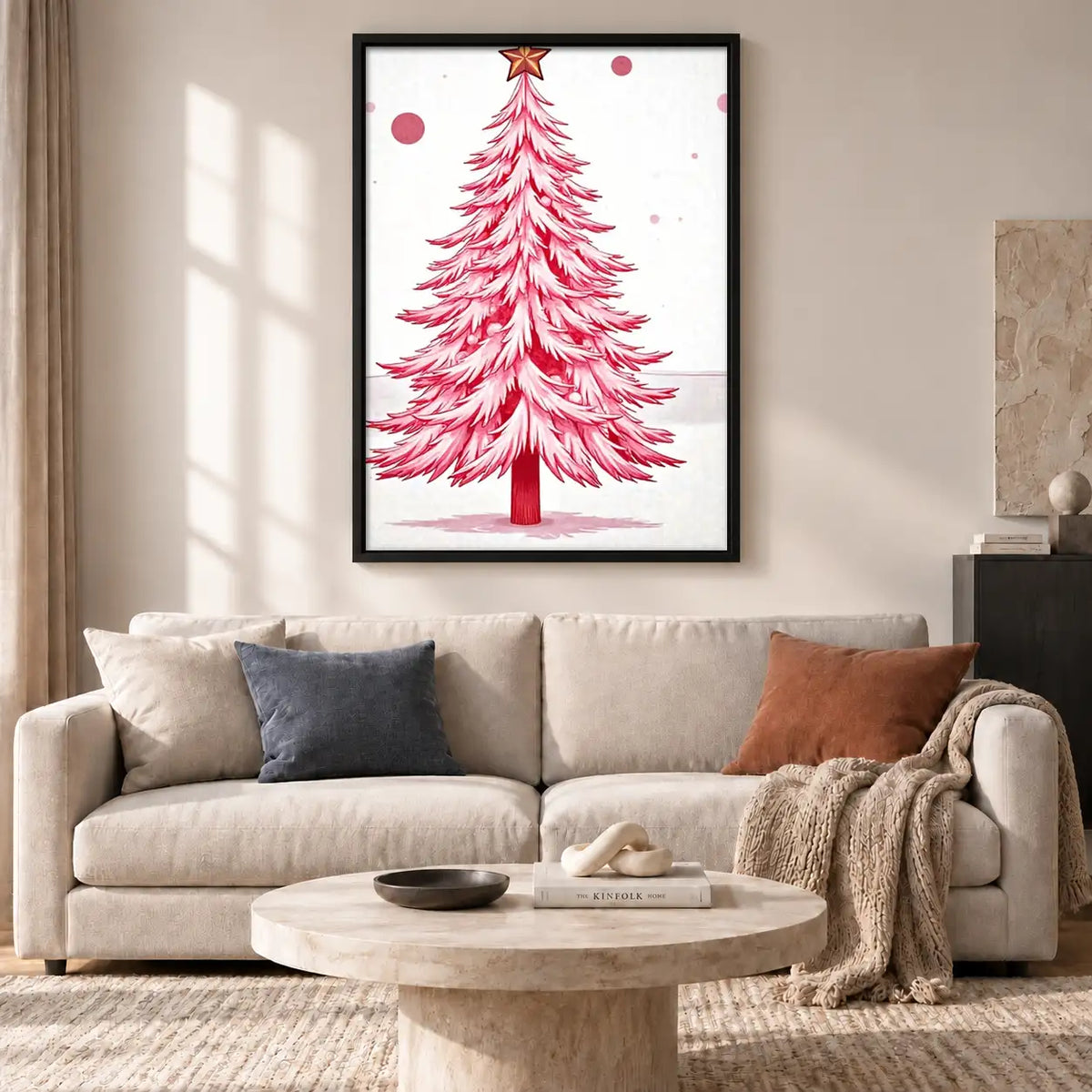 Pink Christmas Tree Holiday Wall Art 2