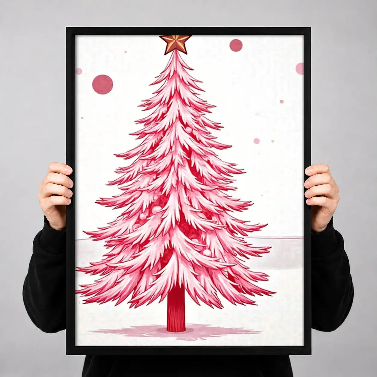 Pink Christmas Tree Holiday Wall Art 3