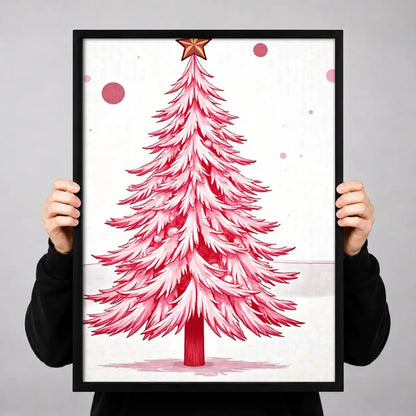 Pink Christmas Tree Holiday Wall Art 3