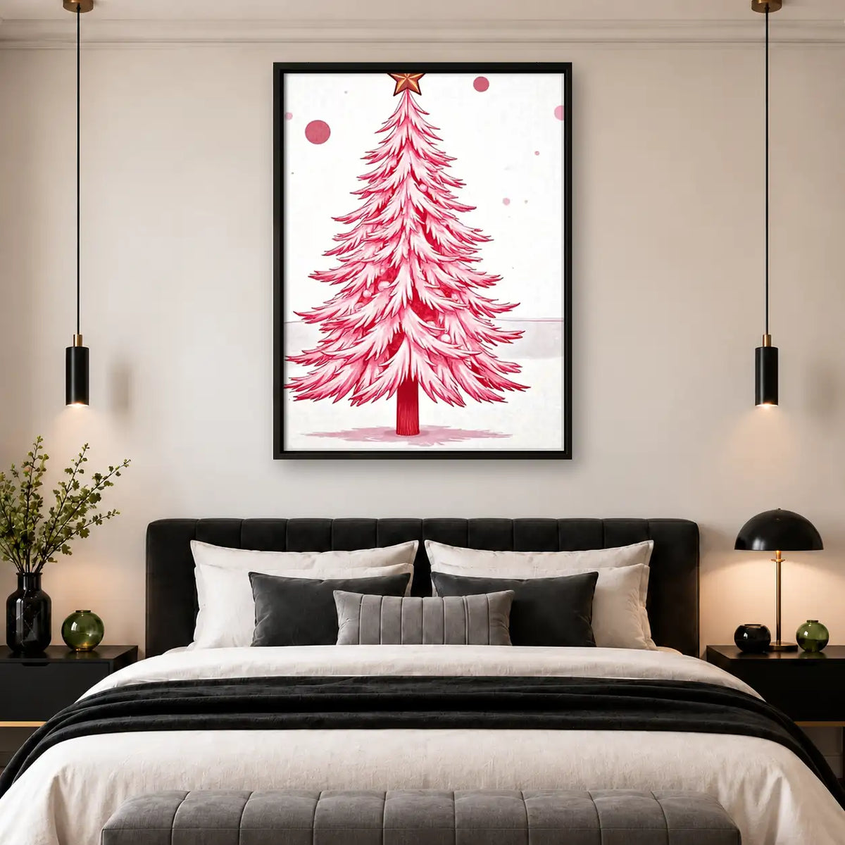 Pink Christmas Tree Holiday Wall Art 4