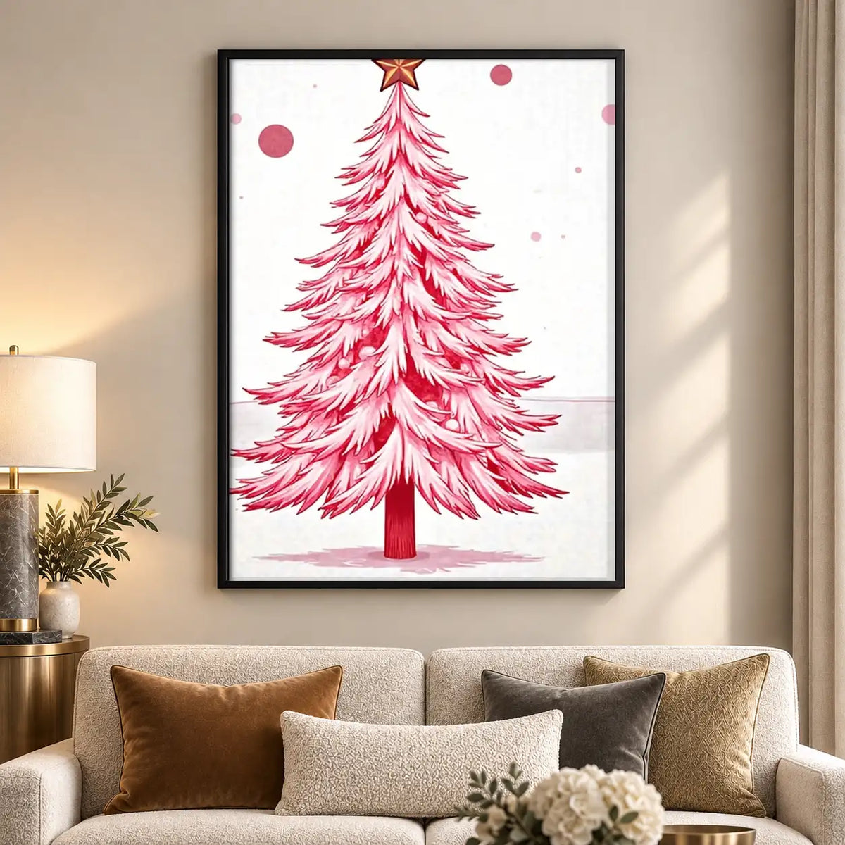 Pink Christmas Tree Holiday Wall Art 5