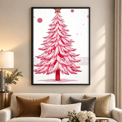 Pink Christmas Tree Holiday Wall Art 5