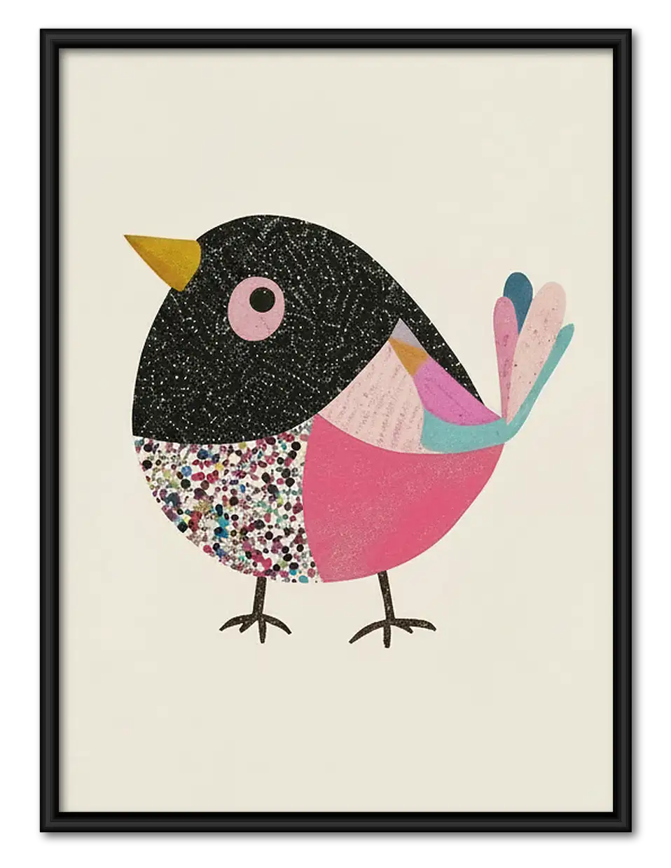 Pink Geometric Bird Wall Art 1
