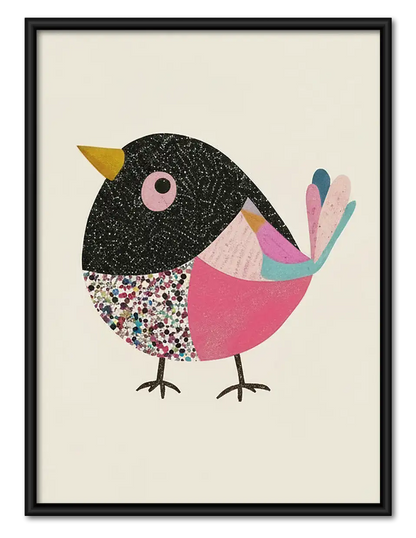 Pink Geometric Bird Wall Art 1