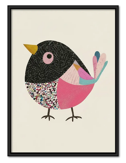 Pink Geometric Bird Wall Art