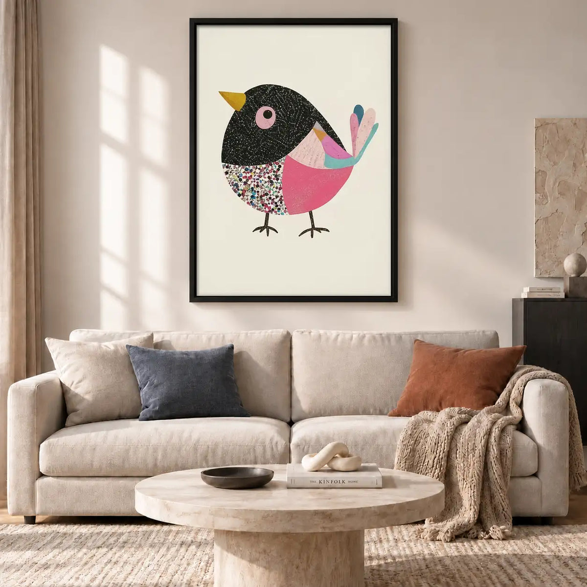 Pink Geometric Bird Wall Art 2
