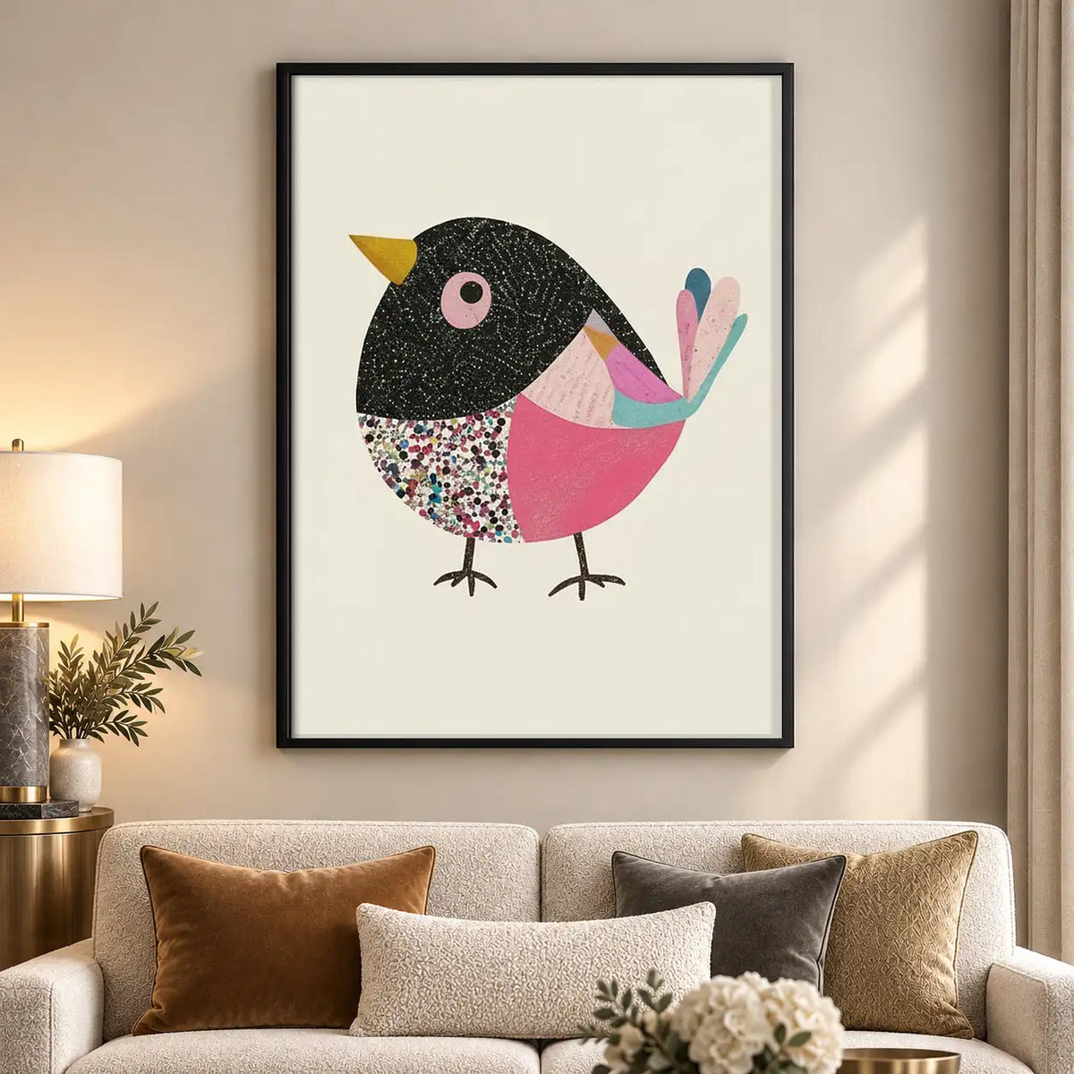 Pink Geometric Bird Wall Art 5