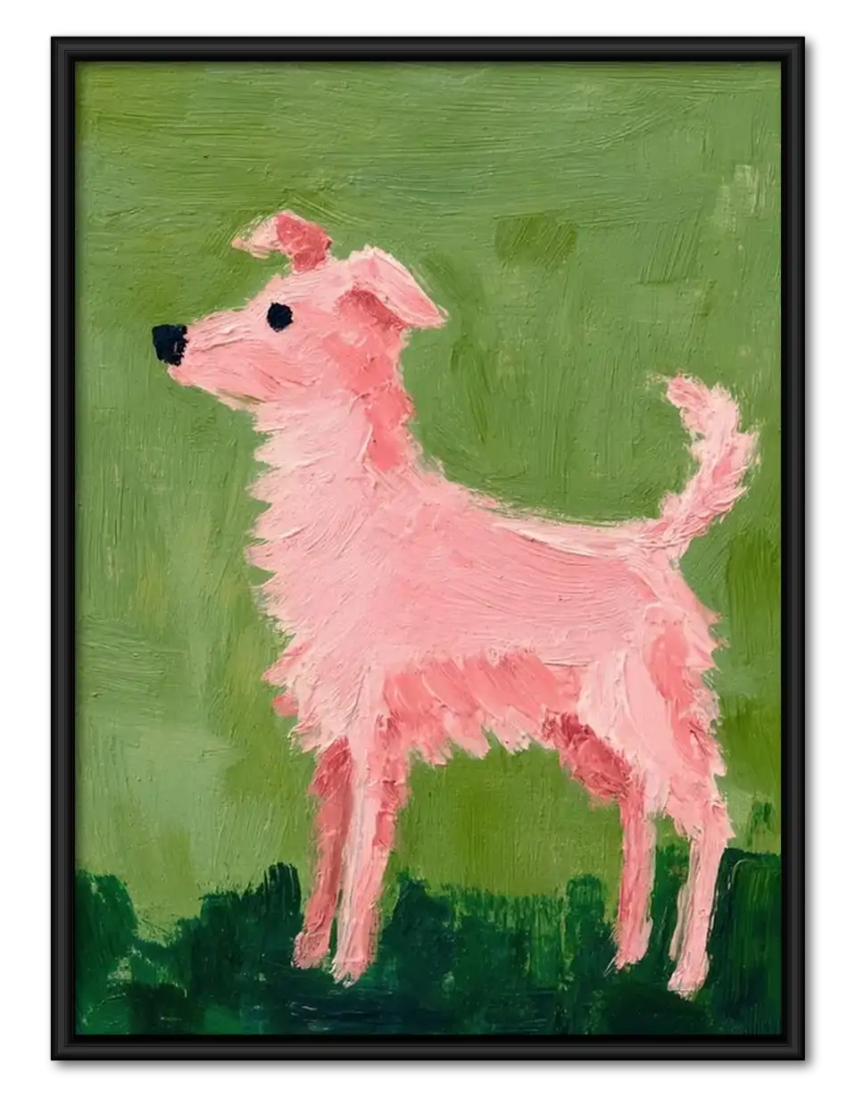 Pink Llama on Green Wall Art 1