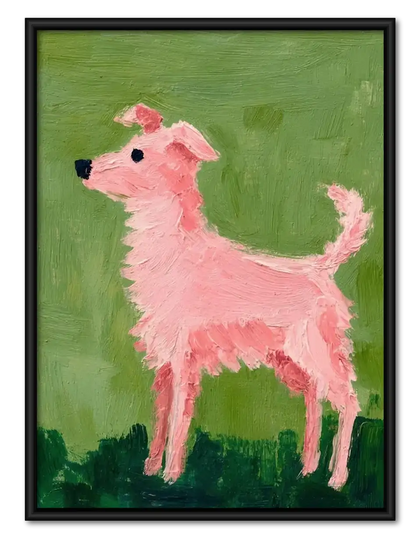 Pink Llama on Green Wall Art