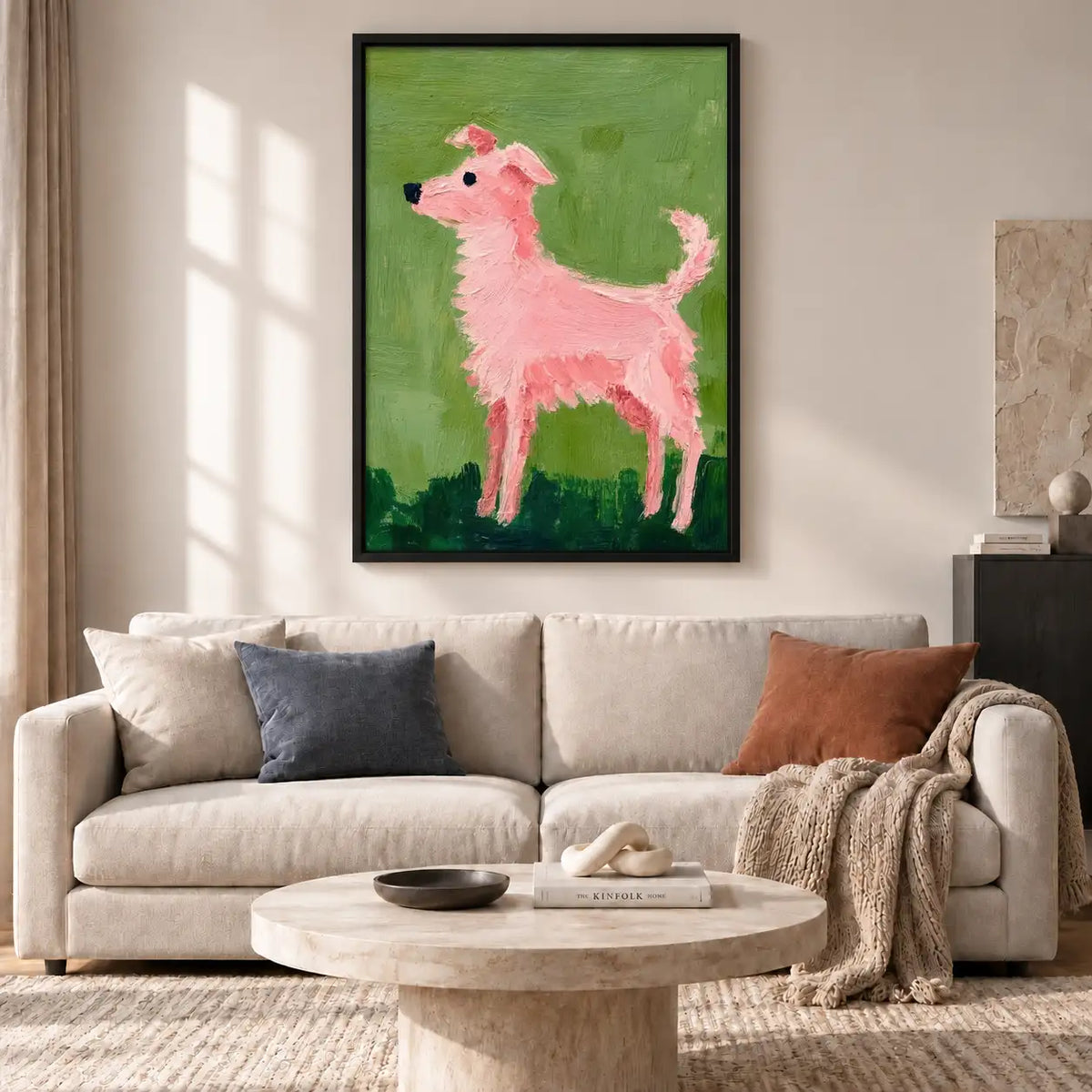 Pink Llama on Green Wall Art 2