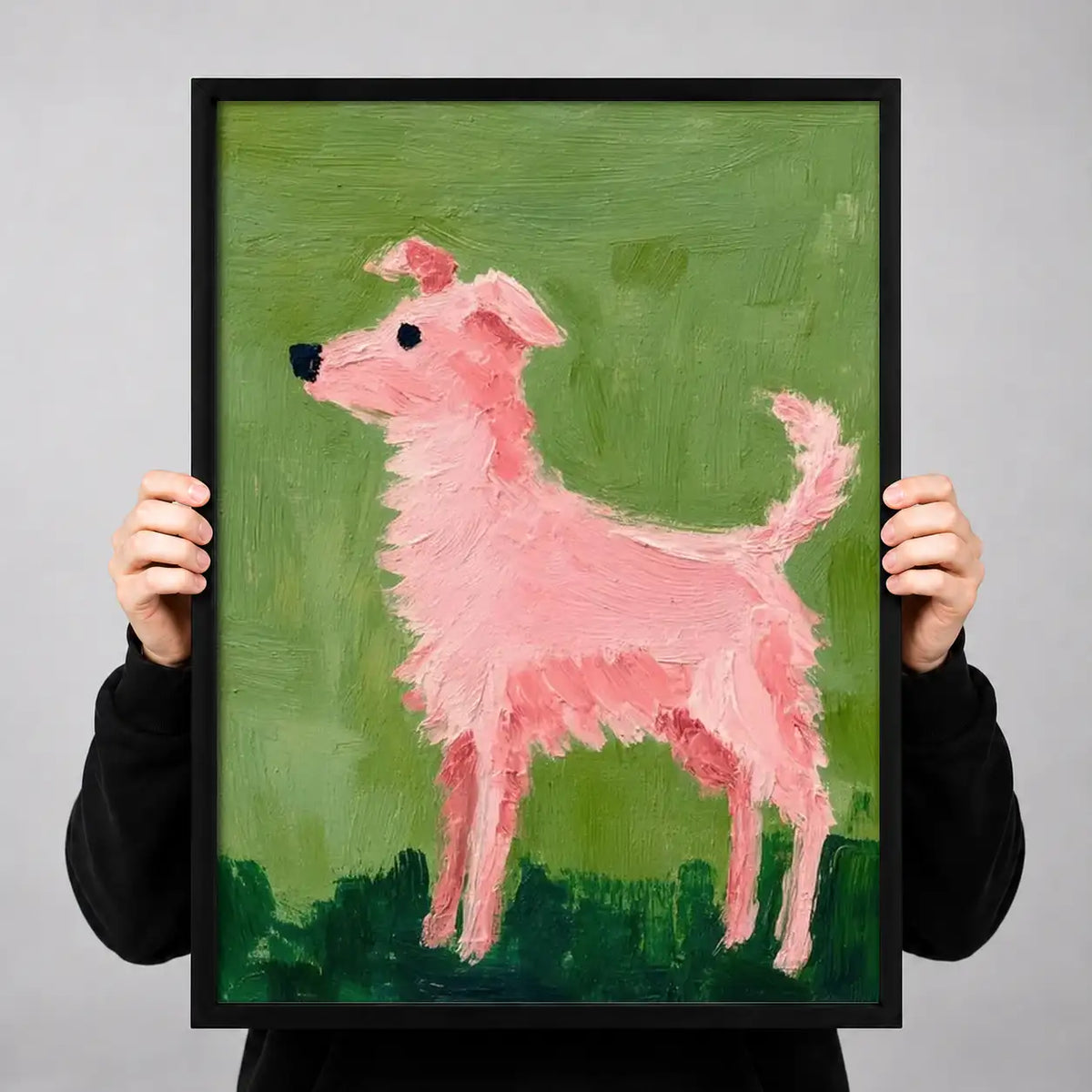Pink Llama on Green Wall Art 3