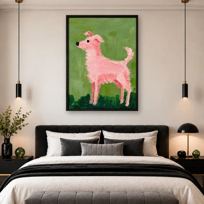 Pink Llama on Green Wall Art 4