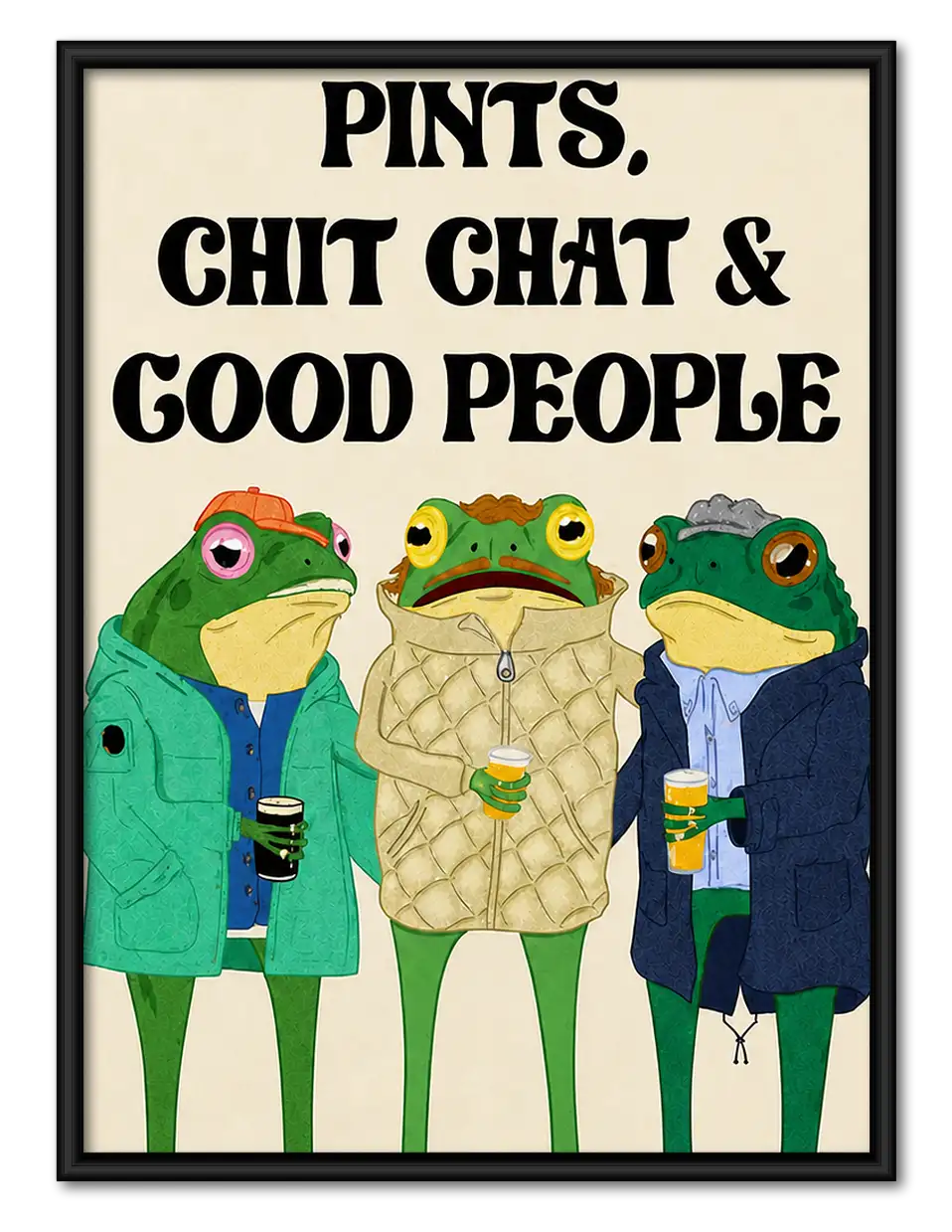 Pints Chit Chat and Good People Frogs Wall Art 1