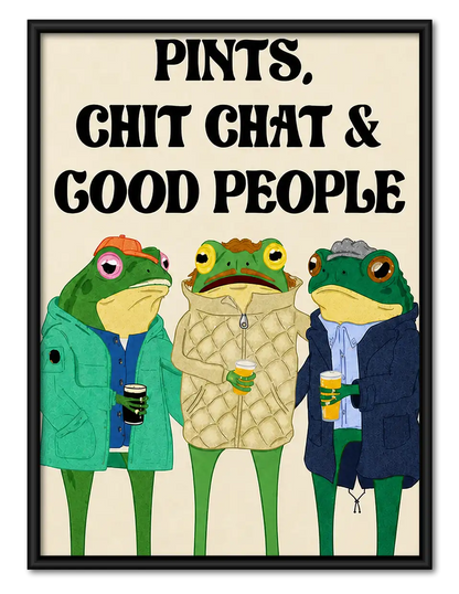 Pints Chit Chat and Good People Frogs Wall Art 1