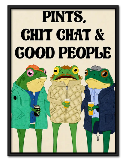 Pints Chit Chat and Good People Frogs Wall Art