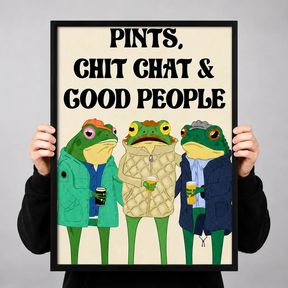 Pints Chit Chat and Good People Frogs Wall Art 3