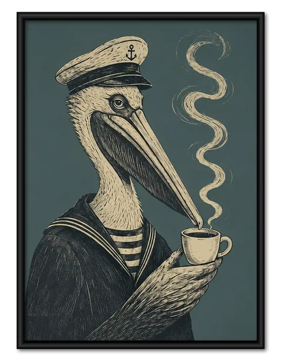 Plague Doctor Drinking Coffee Wall Art 1