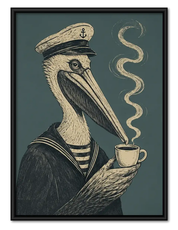 Plague Doctor Drinking Coffee Wall Art