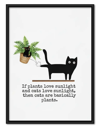 Plant Loving Black Cat Wall Art 1