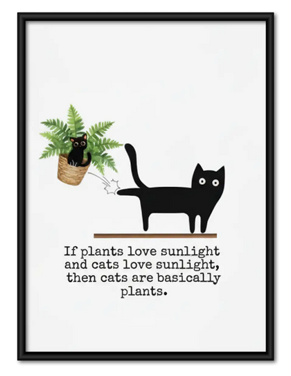 Plant Loving Black Cat Wall Art
