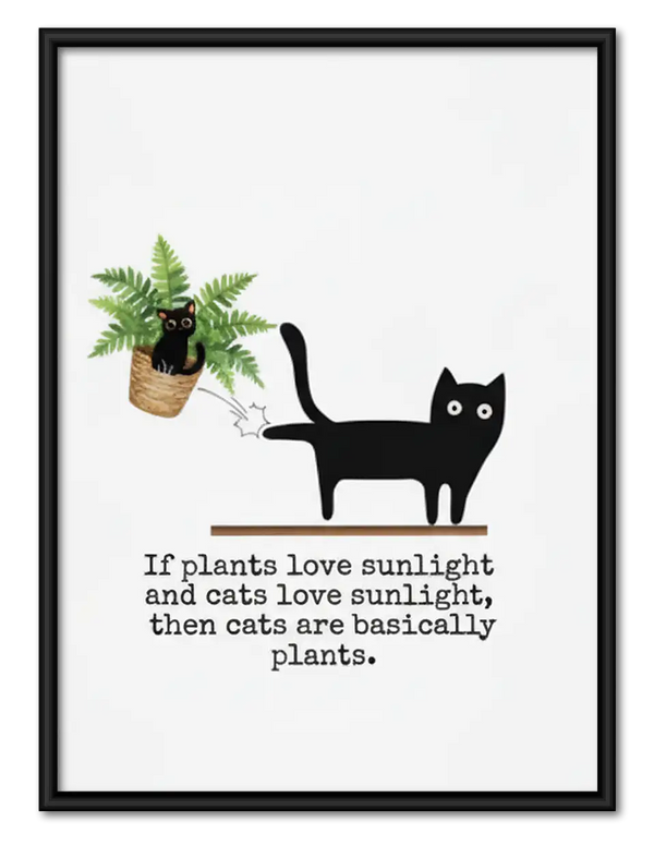 Plant Loving Black Cat Wall Art