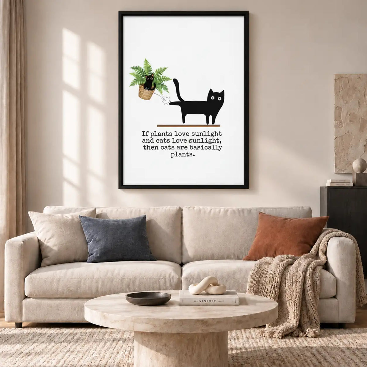 Plant Loving Black Cat Wall Art 2