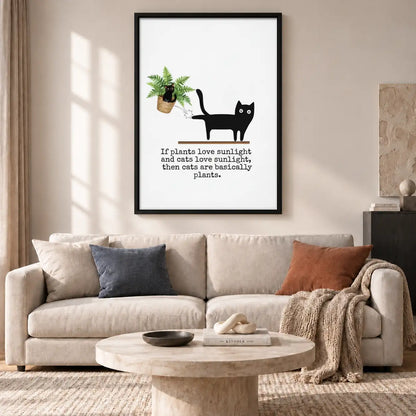 Plant Loving Black Cat Wall Art 2