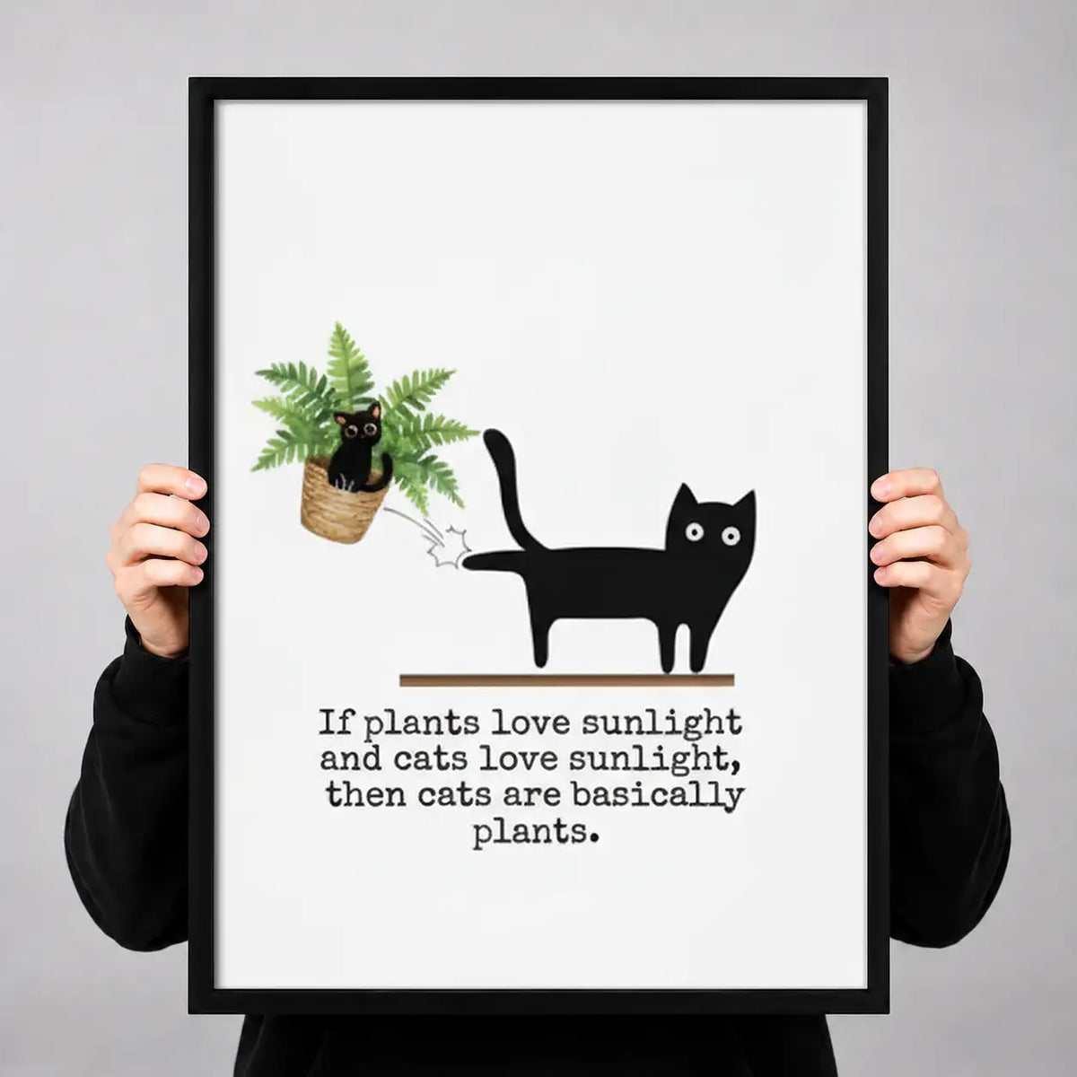 Plant Loving Black Cat Wall Art 3