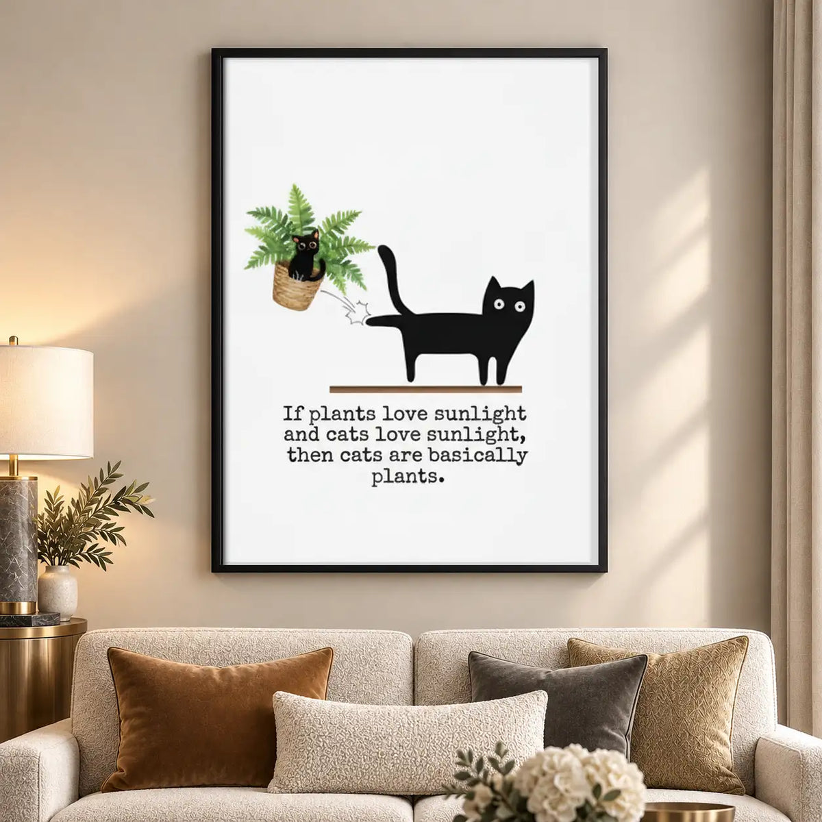 Plant Loving Black Cat Wall Art 5