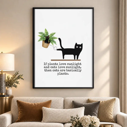 Plant Loving Black Cat Wall Art 5
