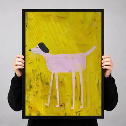 Playful White Dog on Yellow Wall Art 3
