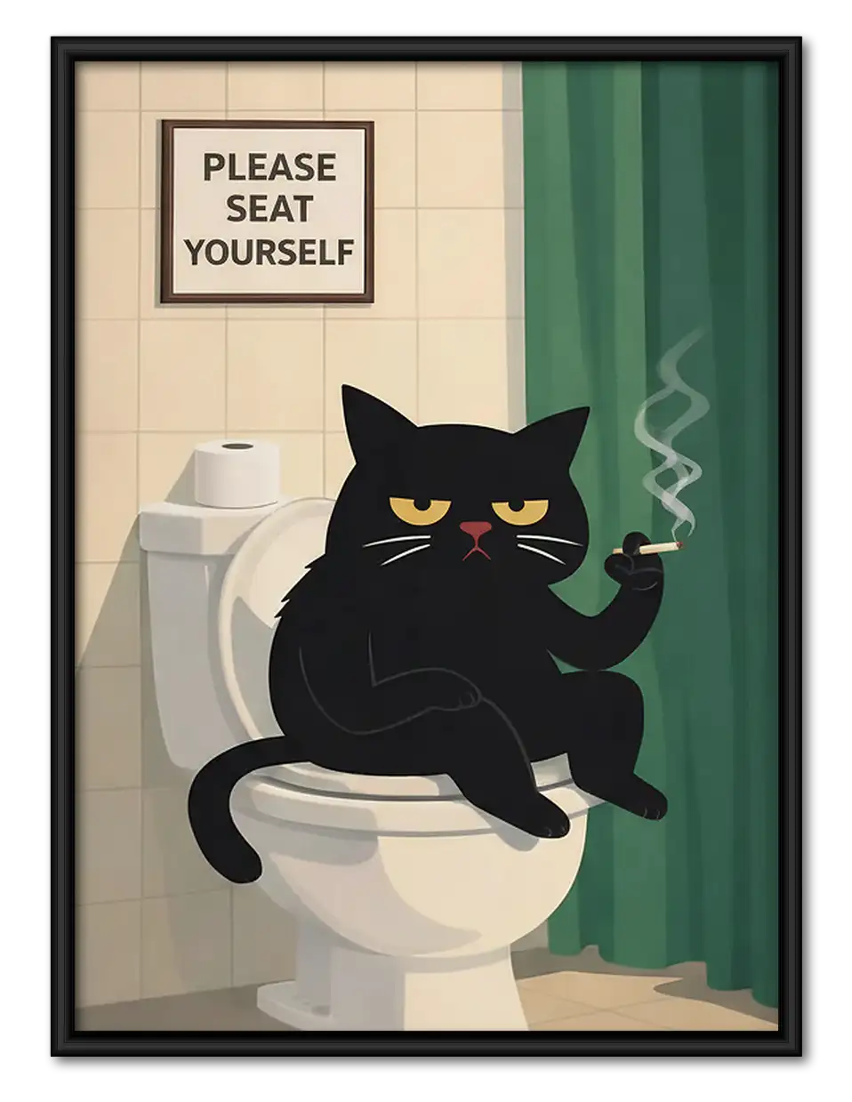 Please Seat Yourself Bathroom Cat Wall Art 1
