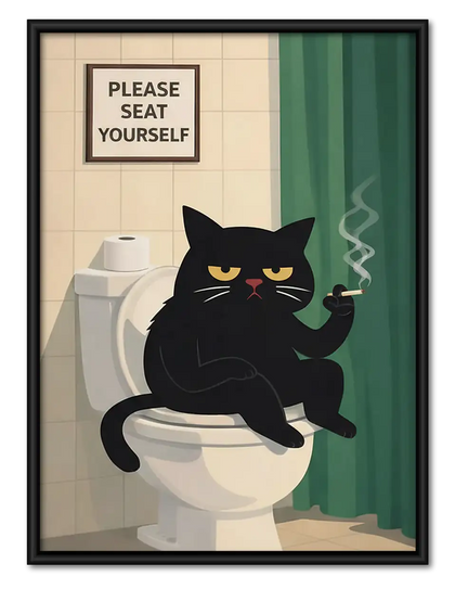 Please Seat Yourself Bathroom Cat Wall Art