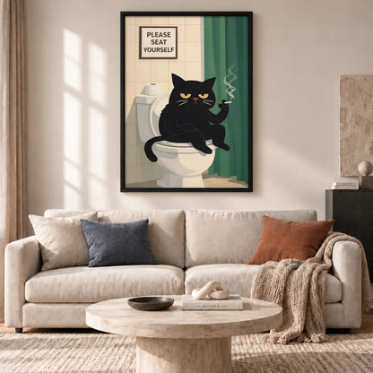 Please Seat Yourself Bathroom Cat Wall Art 2