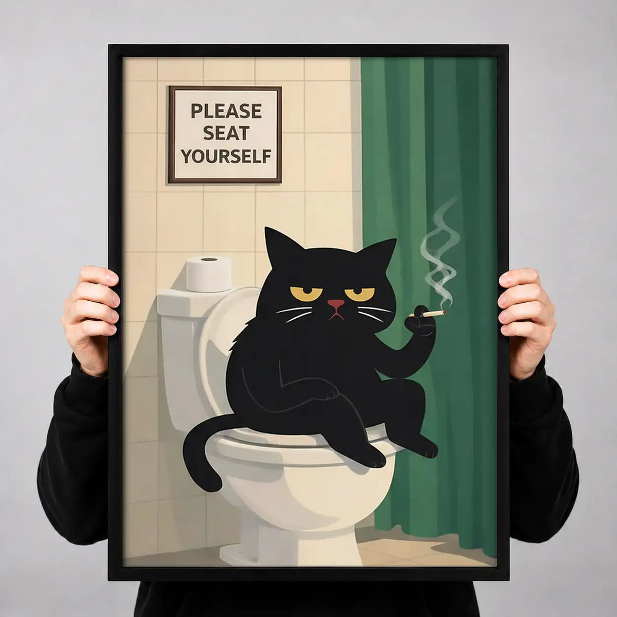 Please Seat Yourself Bathroom Cat Wall Art 3