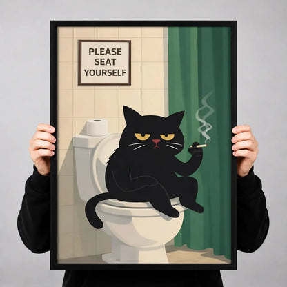 Please Seat Yourself Bathroom Cat Wall Art 3