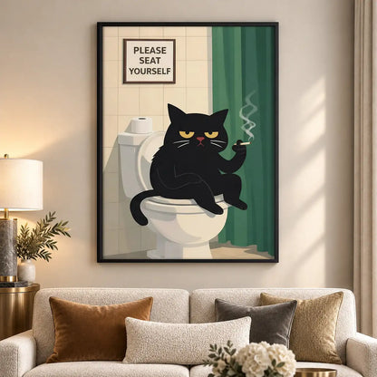 Please Seat Yourself Bathroom Cat Wall Art 5