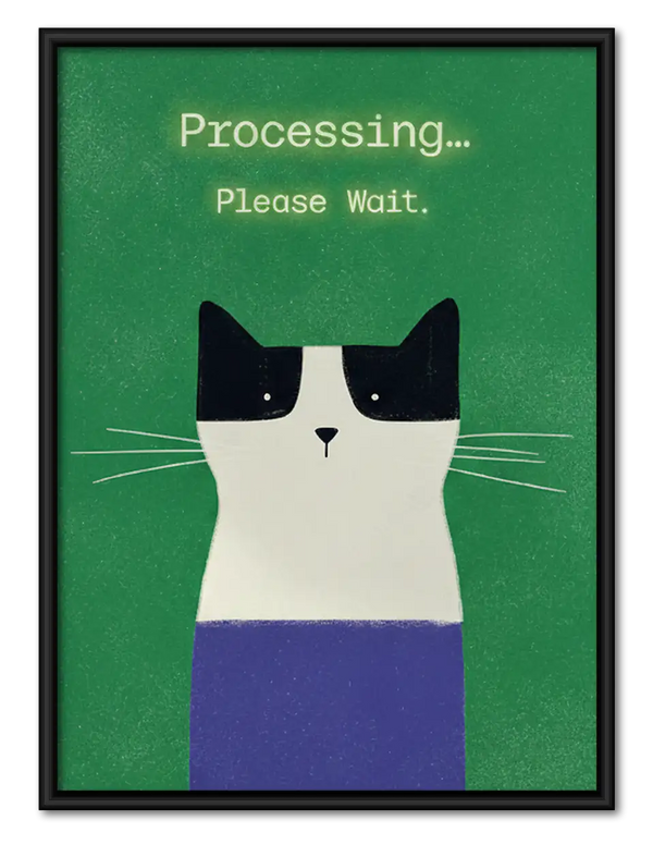 Processing Please Wait Cat Wall Art