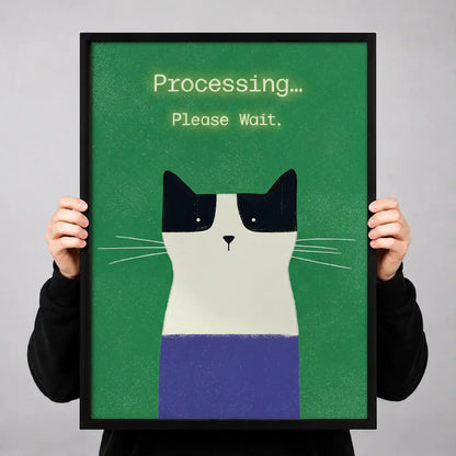 Processing Please Wait Cat Wall Art 3