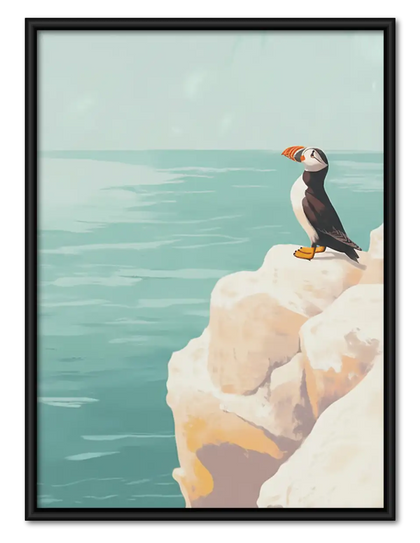 Puffin Standing on Coastal Cliff Wall Art